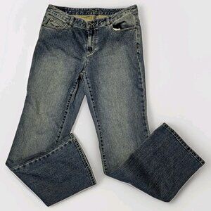 Michael Kors Acid Washed Bootcut Blue Jeans Women's Sz 14W Western Cowgirl Boho